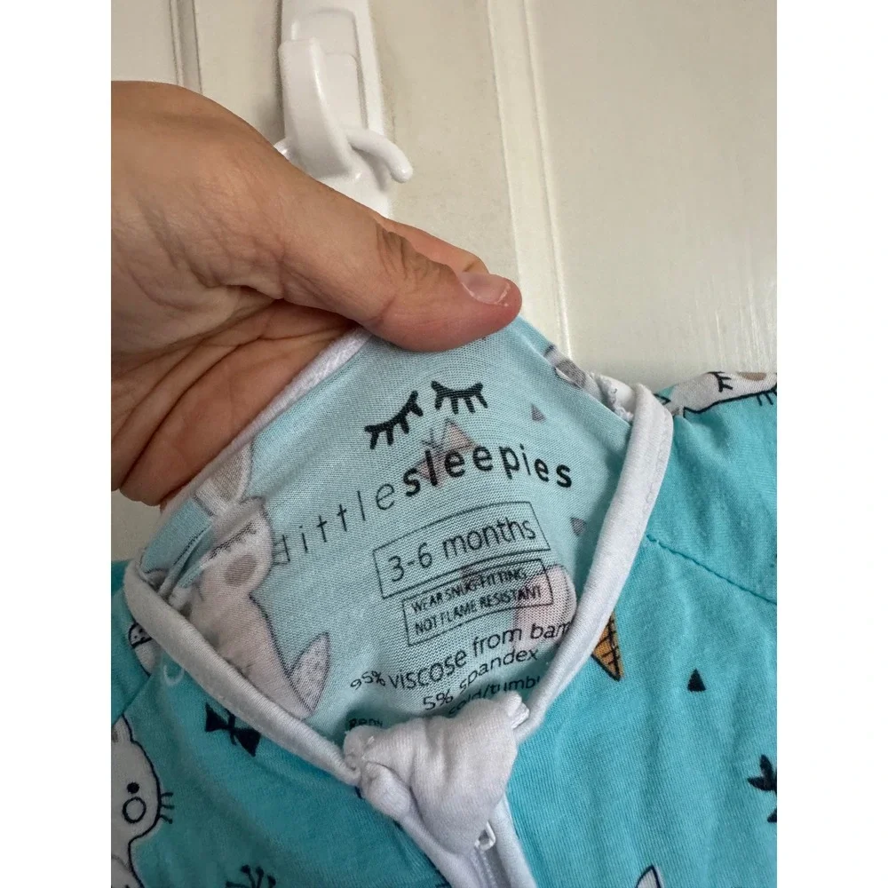 Little Sleepies OG Aqua Bunnies Bamboo Zippy Sleeper Size 3-6 months